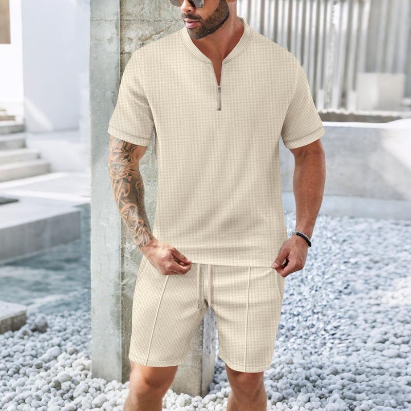 Men s Summer Waffle Stand-Up Neck Zipper Solid Color Short Sleeve Shorts Men s Outdoor Casual Suit S
Men s Summer Waffle Stand-Up Neck Zipper Solid Color Short Sleeve Shorts Men s Outdoor Casual Suit S