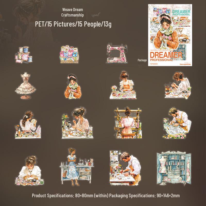 Dreamer Series Career Stickers: Professional Figures & Scenery - 6 PET Journal Designs
Dreamer Series Career Stickers: Professional Figures & Scenery - 6 PET Journal Designs