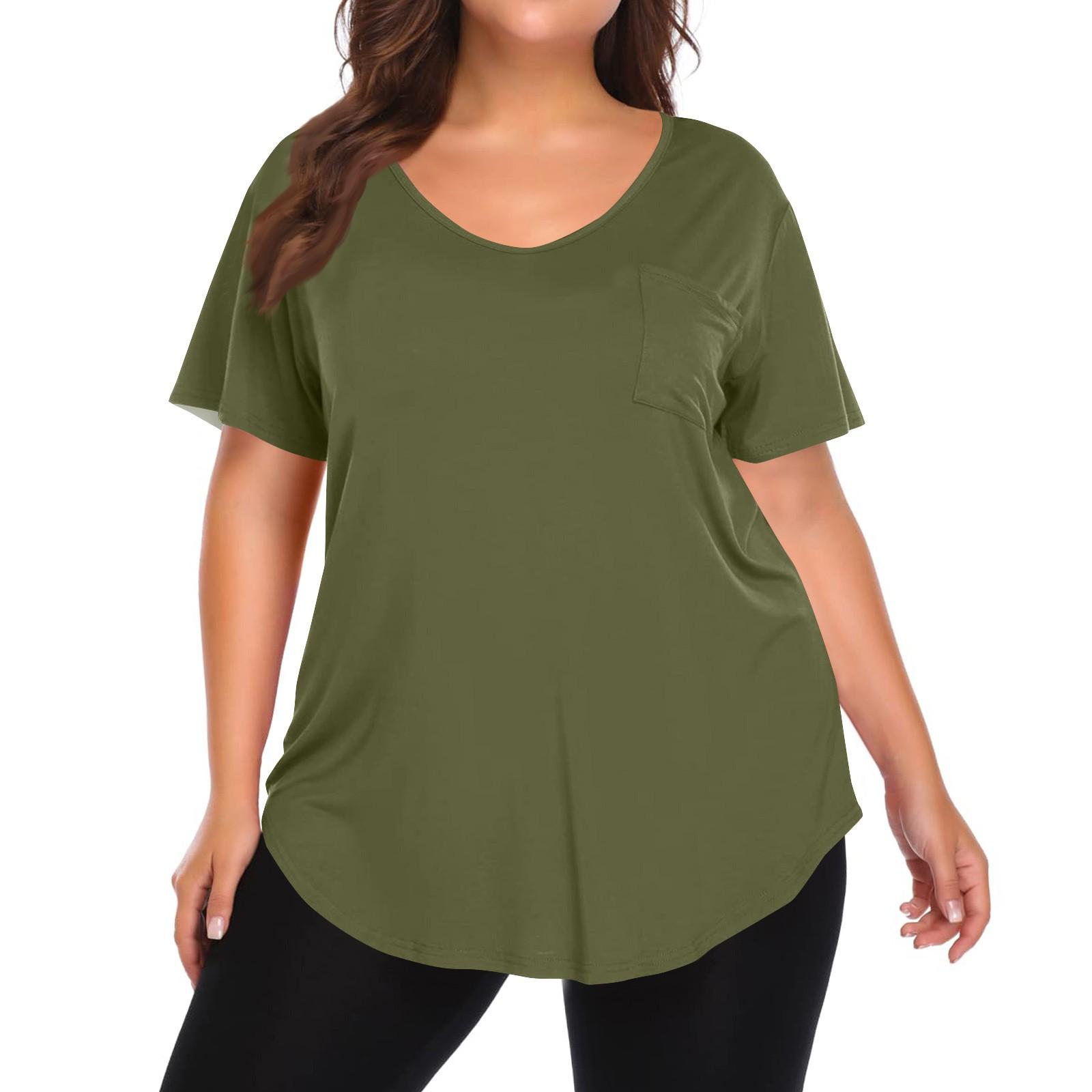 Women s Solid Color Large Size V-neck Top Loose Pocket T-shirt L армія зелений колір
Women s Solid Color Large Size V-neck Top Loose Pocket T-shirt L армія зелений колір