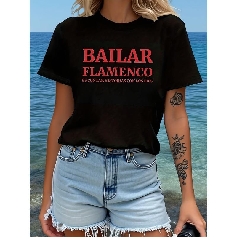 Bailar Flamenco Es Contar Historias Con Los Pies Letter Print T-shirt, Short Sleeve Crew Neck Casual Top for Summer & Spring, Women s Clothing S чёрный
Bailar Flamenco Es Contar Historias Con Los Pies Letter Print T-shirt, Short Sleeve Crew Neck Casual Top for Summer & Spring, Women s Clothing S чёрный