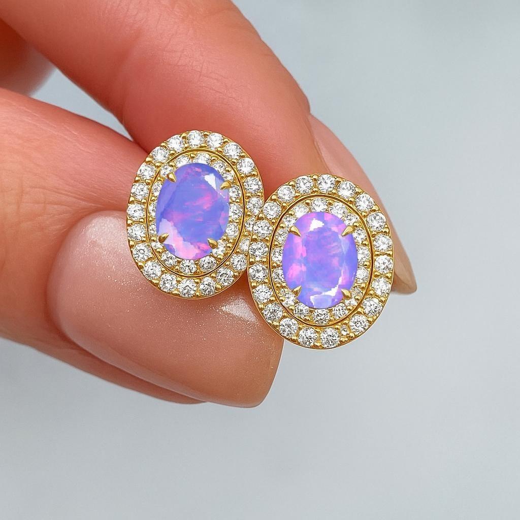 Genuine Lavender Opal Gemstone Halo Style Stud Earring, Multifire Opal Gemstone Stud Earring, October Birthstone Earrings, Handmade Gift жовтий/золотий
Genuine Lavender Opal Gemstone Halo Style Stud Earring, Multifire Opal Gemstone Stud Earring, October Birthstone Earrings, Handmade Gift жовтий/золотий