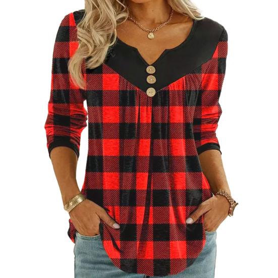Women s Long-sleeved Button V-neck Plaid Printed T-shirt XXL червоний
Women s Long-sleeved Button V-neck Plaid Printed T-shirt XXL червоний