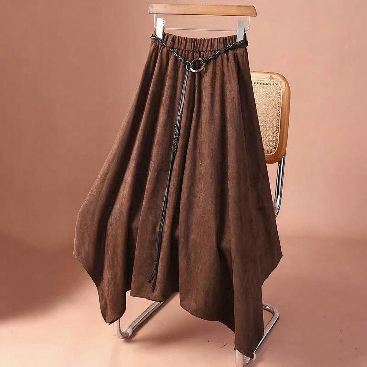 Maillard Irregular Suede Midi Skirt 2025: New High-Waist Slimming Draped Hem Skirt One Size (Elastic Waist) кавовий
Maillard Irregular Suede Midi Skirt 2025: New High-Waist Slimming Draped Hem Skirt One Size (Elastic Waist) кавовий