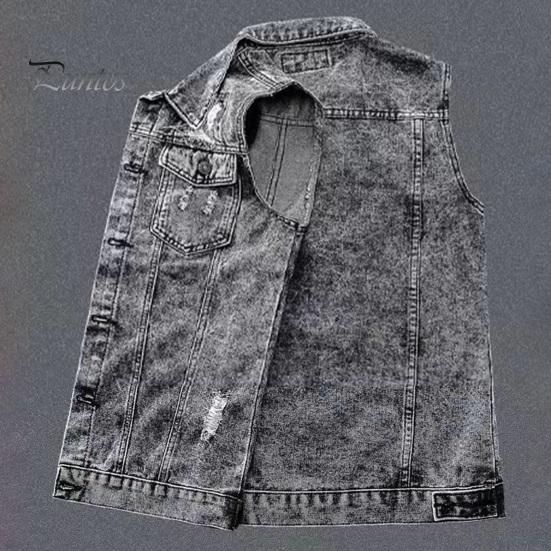 Men Denim Waistcoat Lapel Sleeveless Flap Pockets Vest Coat Ripped Holes Single Breasted High Street Style Denim Vest M A
Men Denim Waistcoat Lapel Sleeveless Flap Pockets Vest Coat Ripped Holes Single Breasted High Street Style Denim Vest M A