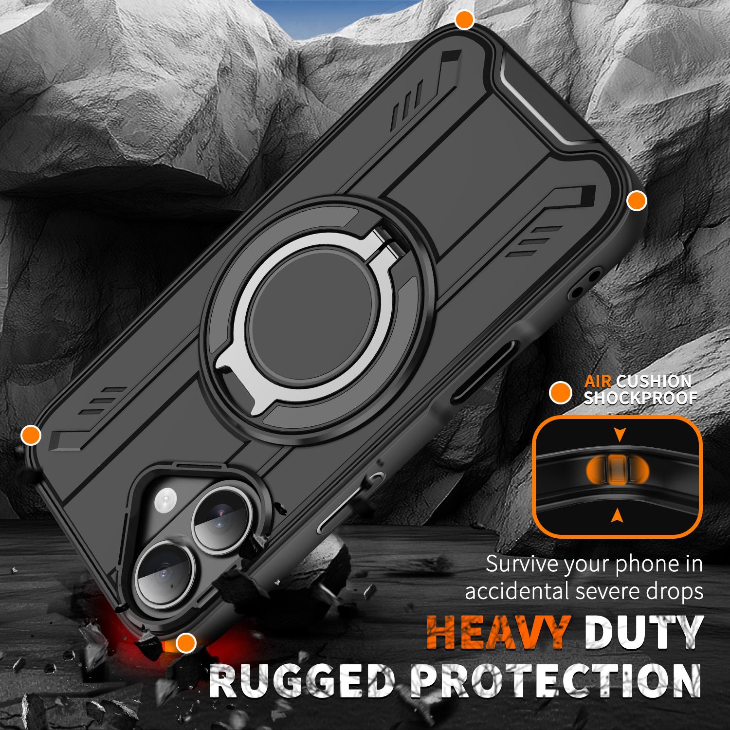 For iPhone 16 Plus Case Compatible with MagSafe Rotating Ring Kickstand PC+TPU Shockproof Phone Cover Orange
For iPhone 16 Plus Case Compatible with MagSafe Rotating Ring Kickstand PC+TPU Shockproof Phone Cover Orange