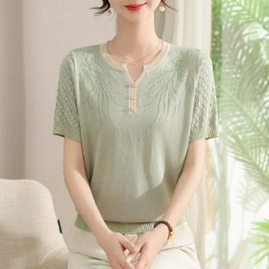 Elegant Ice Silk Knit Short-Sleeved T-Shirt for Women 2XL зелений
Elegant Ice Silk Knit Short-Sleeved T-Shirt for Women 2XL зелений