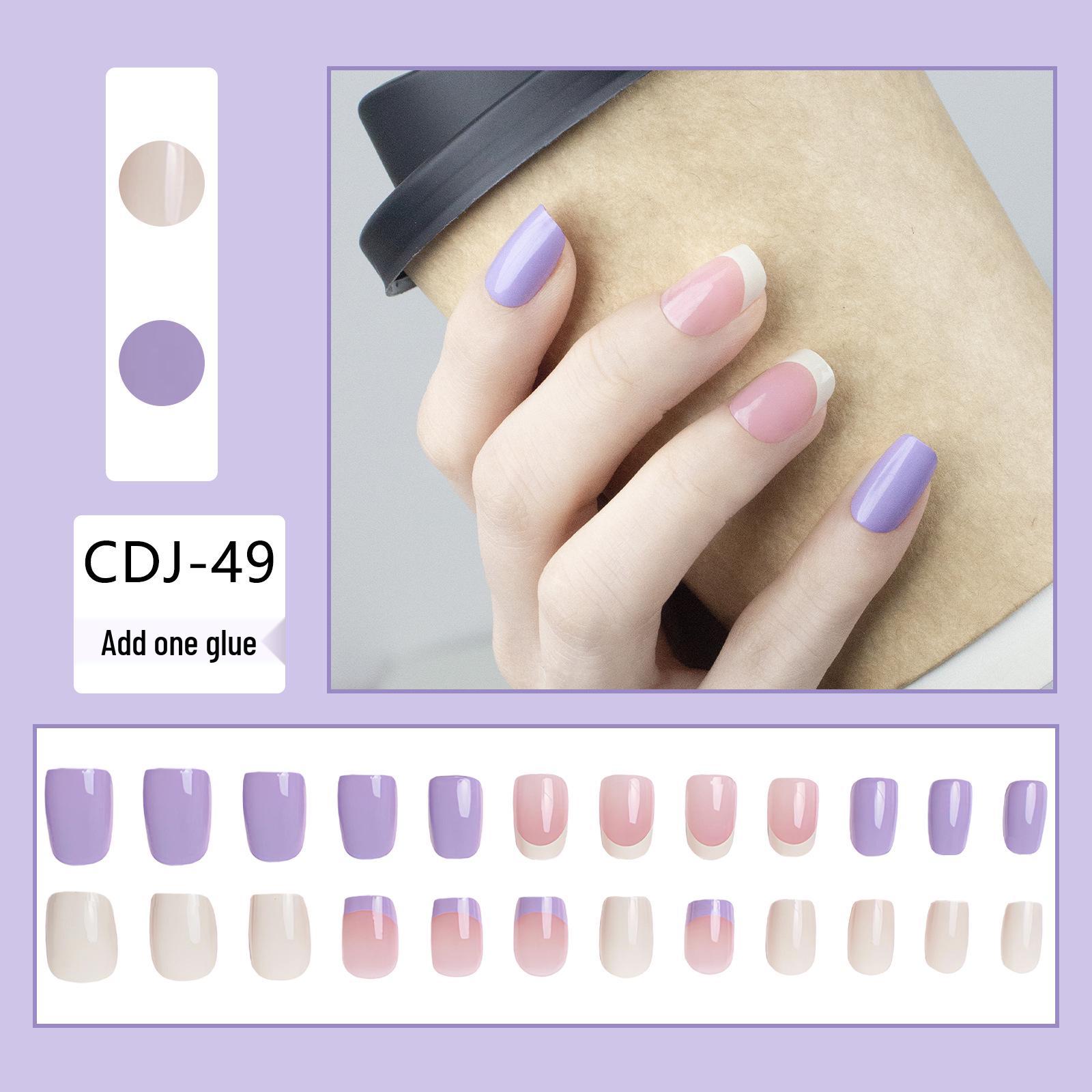 24-Piece Purple Pink Color Block French Tip Short Press-On Nails with Simple White Edge
24-Piece Purple Pink Color Block French Tip Short Press-On Nails with Simple White Edge
