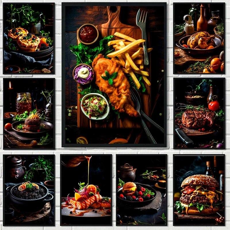 Вкусные куриные гамбургеры, постер с изображением еды, печать на холсте, настенные художественные фотографии для ресторана, дома, кухни, декора комнаты, подарки
Вкусные куриные гамбургеры, постер с изображением еды, печать на холсте, настенные художественные фотографии для ресторана, дома, кухни, декора комнаты, подарки