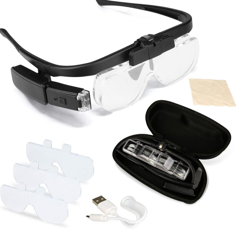 USB Rechargeabl Head Mounted Magnifier Glasses With 3 Detachable Lenses, Head Magnifier For Reading Illuminated Magnifier
USB Rechargeabl Head Mounted Magnifier Glasses With 3 Detachable Lenses, Head Magnifier For Reading Illuminated Magnifier