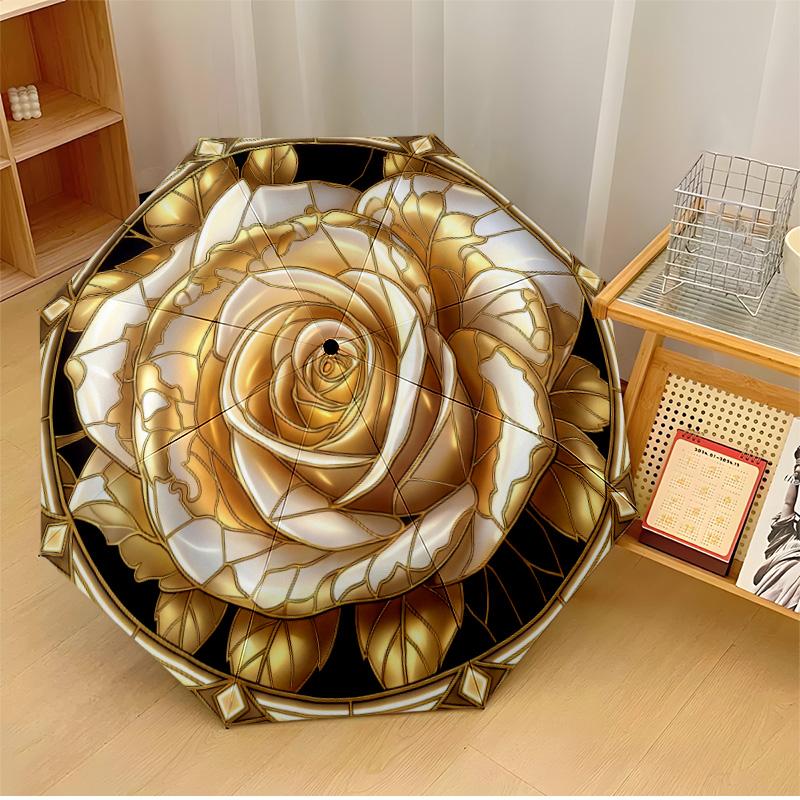 Golden Rose Butterfly Art Theme Automatic Umbrella Compact 8-Rib Design Sturdy Construction Durable Umbrella Stylish Accessory
Golden Rose Butterfly Art Theme Automatic Umbrella Compact 8-Rib Design Sturdy Construction Durable Umbrella Stylish Accessory