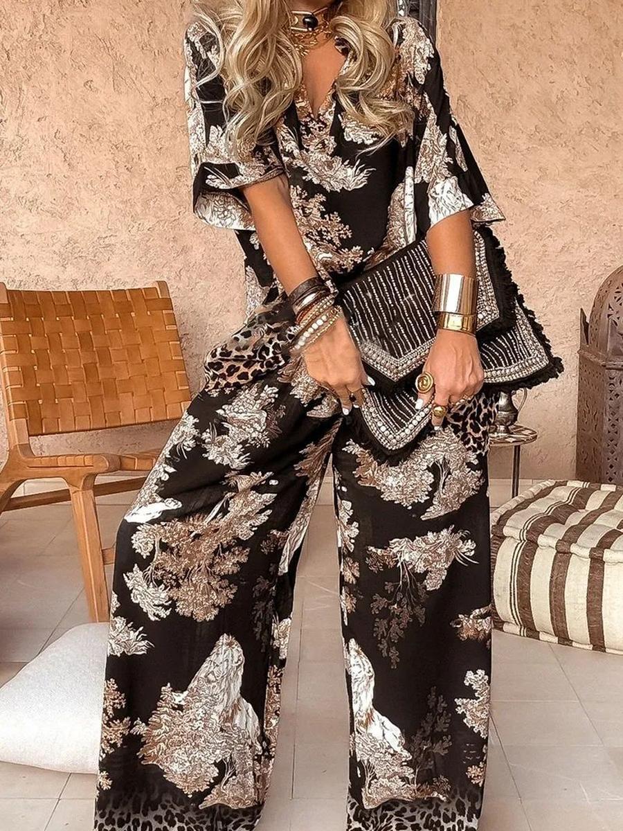 Wind Casual V-Neck Printed Short Sleeve Top Loose Wide Leg Pants 2 Piece Outfit Women s Clothing 5XL
Wind Casual V-Neck Printed Short Sleeve Top Loose Wide Leg Pants 2 Piece Outfit Women s Clothing 5XL