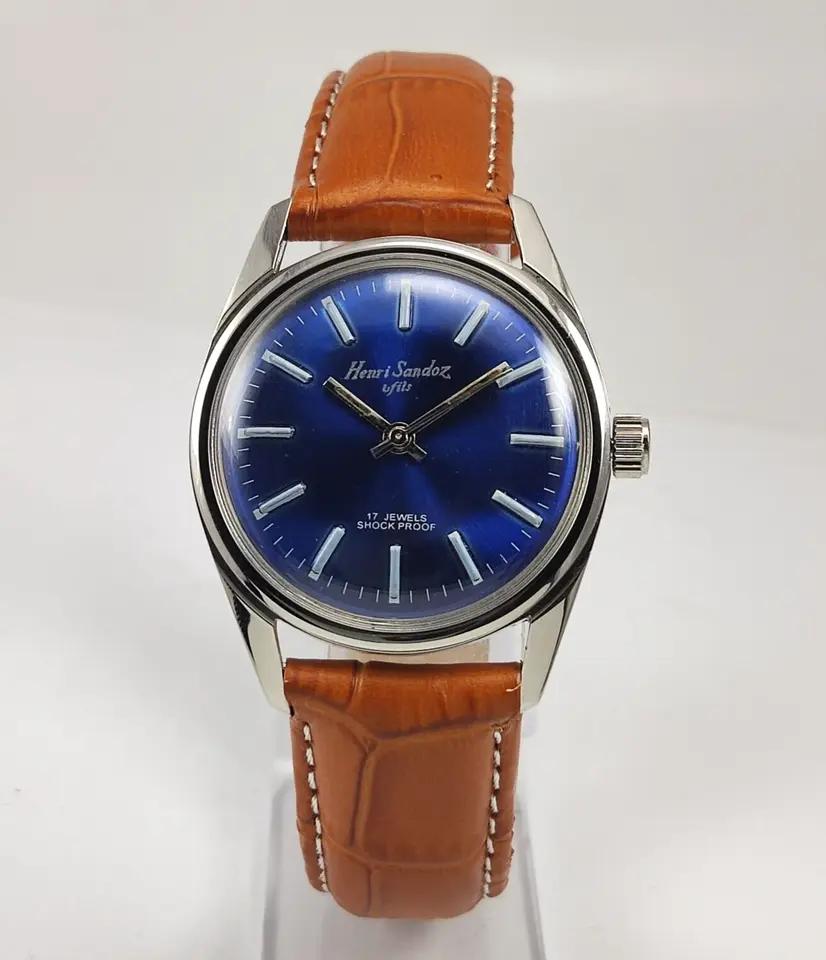 Восстановленные мужские наручные часы Henri Sandoz & Fils ST96 с ручным заводом и синим циферблатом
Восстановленные мужские наручные часы Henri Sandoz & Fils ST96 с ручным заводом и синим циферблатом