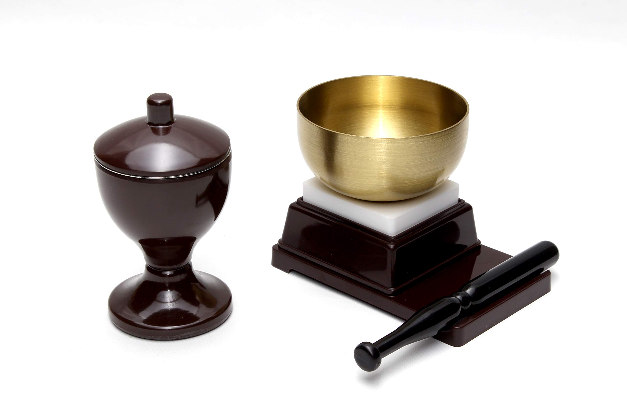Soka Gakkai Mini Buddhist Altar Set: Rust-proof Bell and Water Bowl (2-piece set, Brown)
Soka Gakkai Mini Buddhist Altar Set: Rust-proof Bell and Water Bowl (2-piece set, Brown)