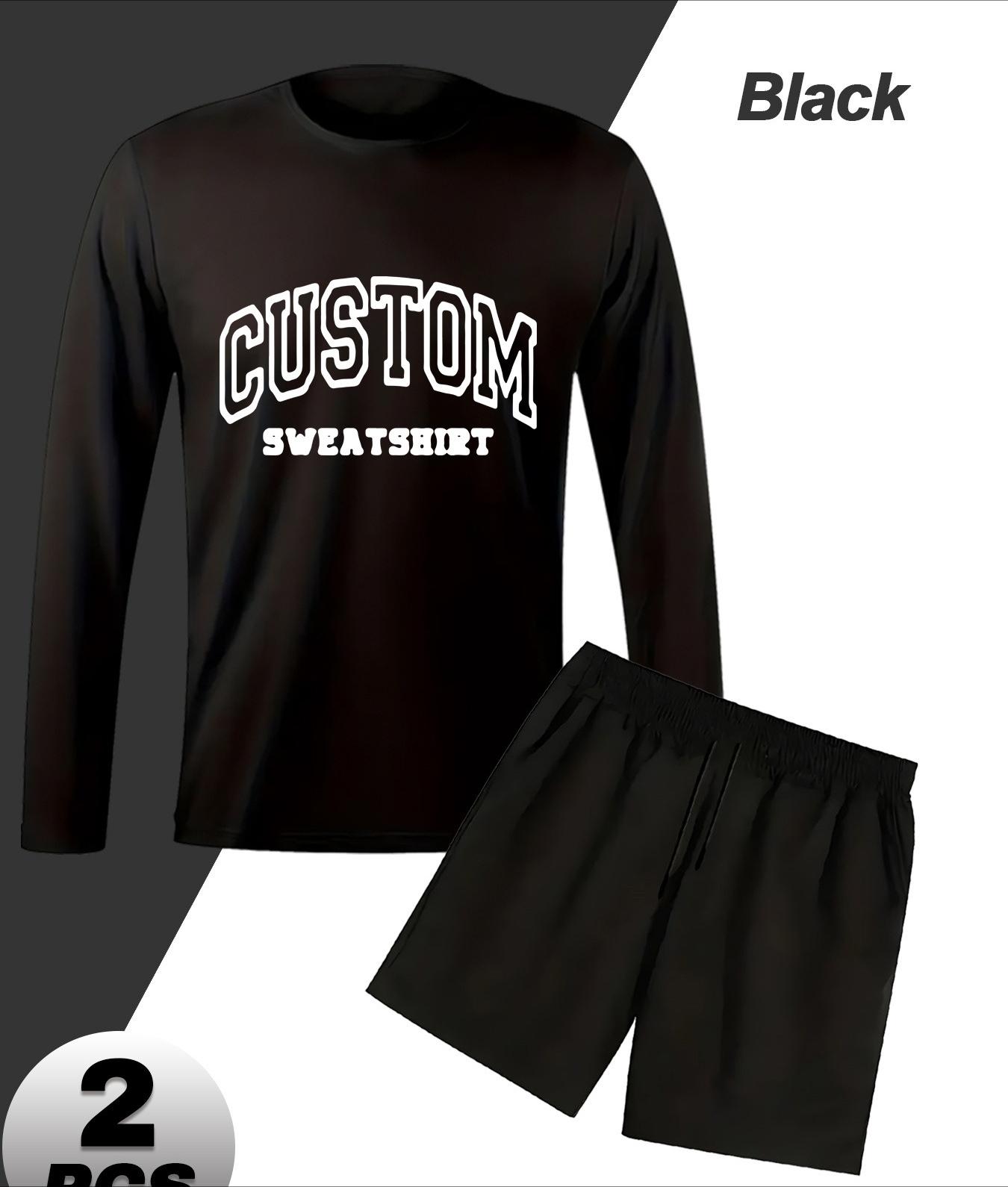 Casual Long Sleeve & Shorts Set for Men, Solid Color XXL чорний
Casual Long Sleeve & Shorts Set for Men, Solid Color XXL чорний