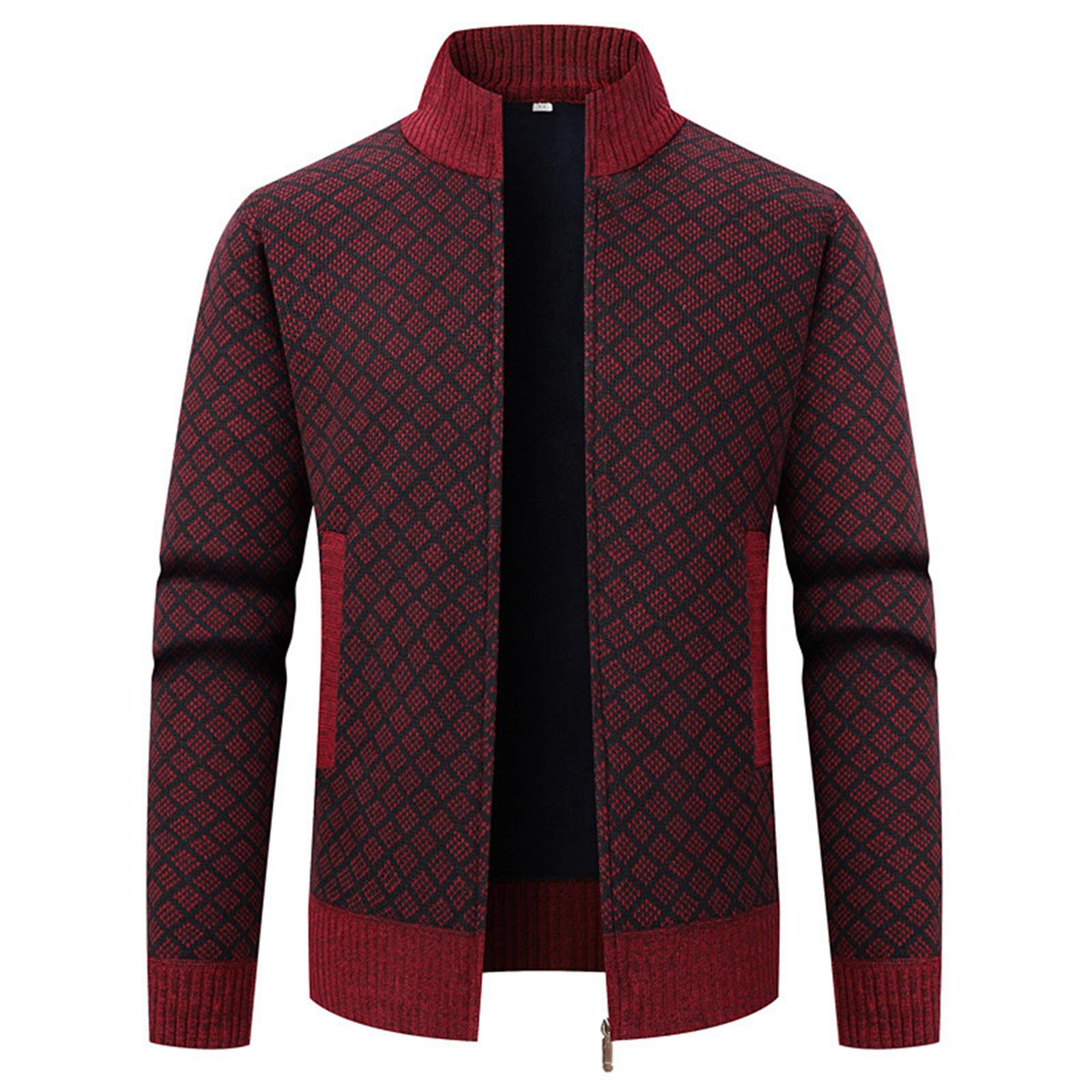 Мужской кардиган на пуговицах с высоким воротником, утолщенный флисом, с длинными рукавами, вязаный жакет, мужской теплый свитер XXXL красный
Мужской кардиган на пуговицах с высоким воротником, утолщенный флисом, с длинными рукавами, вязаный жакет, мужской теплый свитер XXXL красный