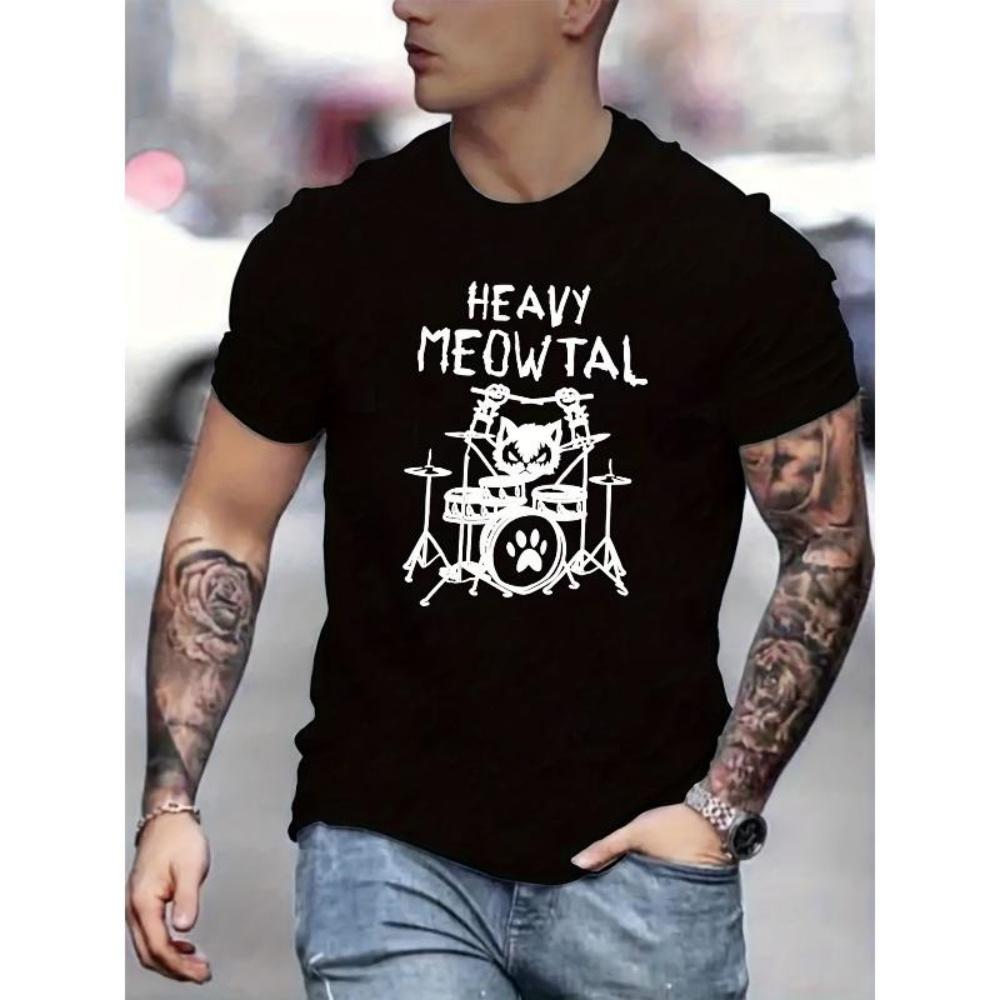 European Sizes Heavy Meowtal Print T Shirt, Tees For Men, Casual Short Sleeve T-shirt For Summer S чёрный
European Sizes Heavy Meowtal Print T Shirt, Tees For Men, Casual Short Sleeve T-shirt For Summer S чёрный