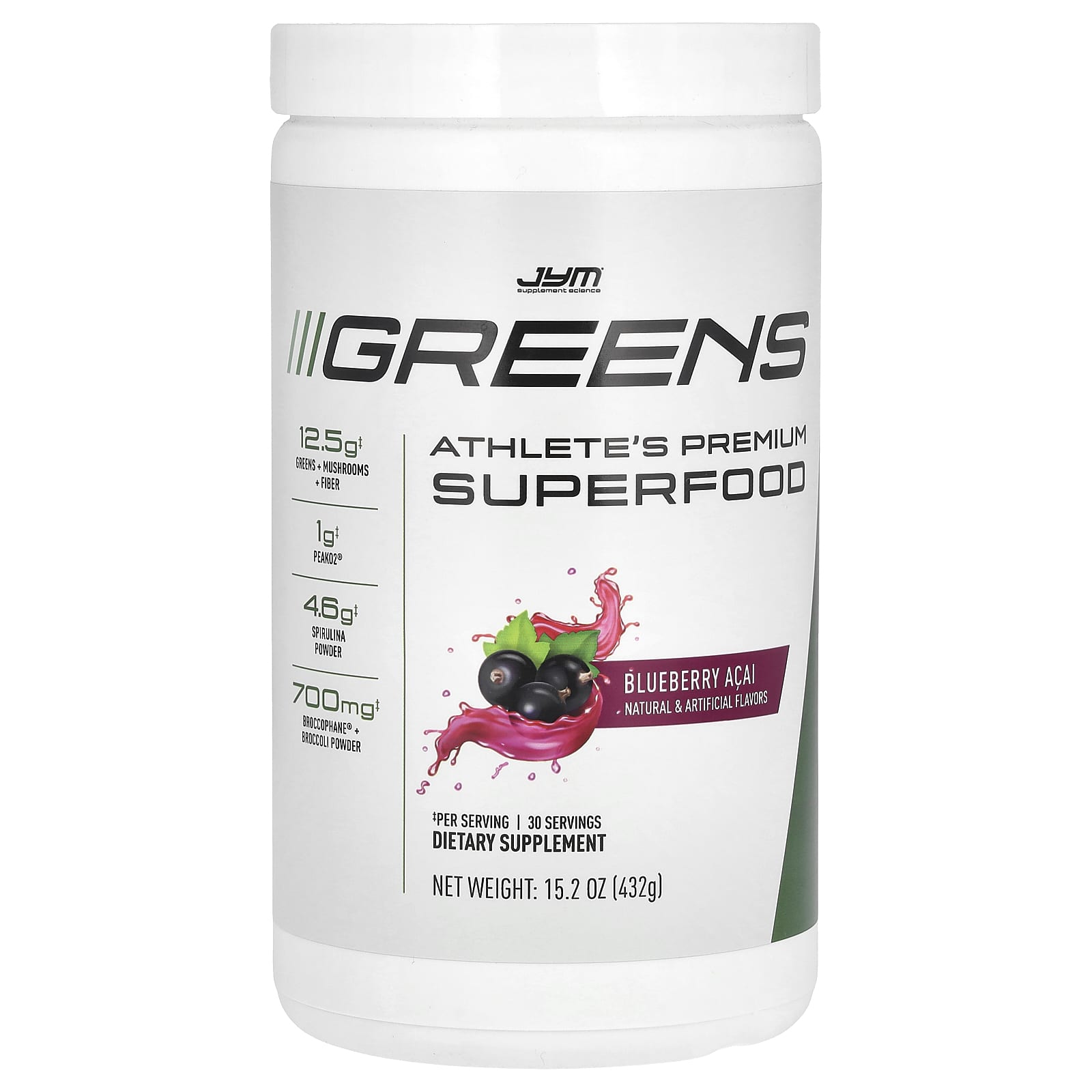 Greens, Premium Superfood for Athletes, Blueberry Acai, 432G(15.2Oz) 
Greens, Premium Superfood for Athletes, Blueberry Acai, 432G(15.2Oz)