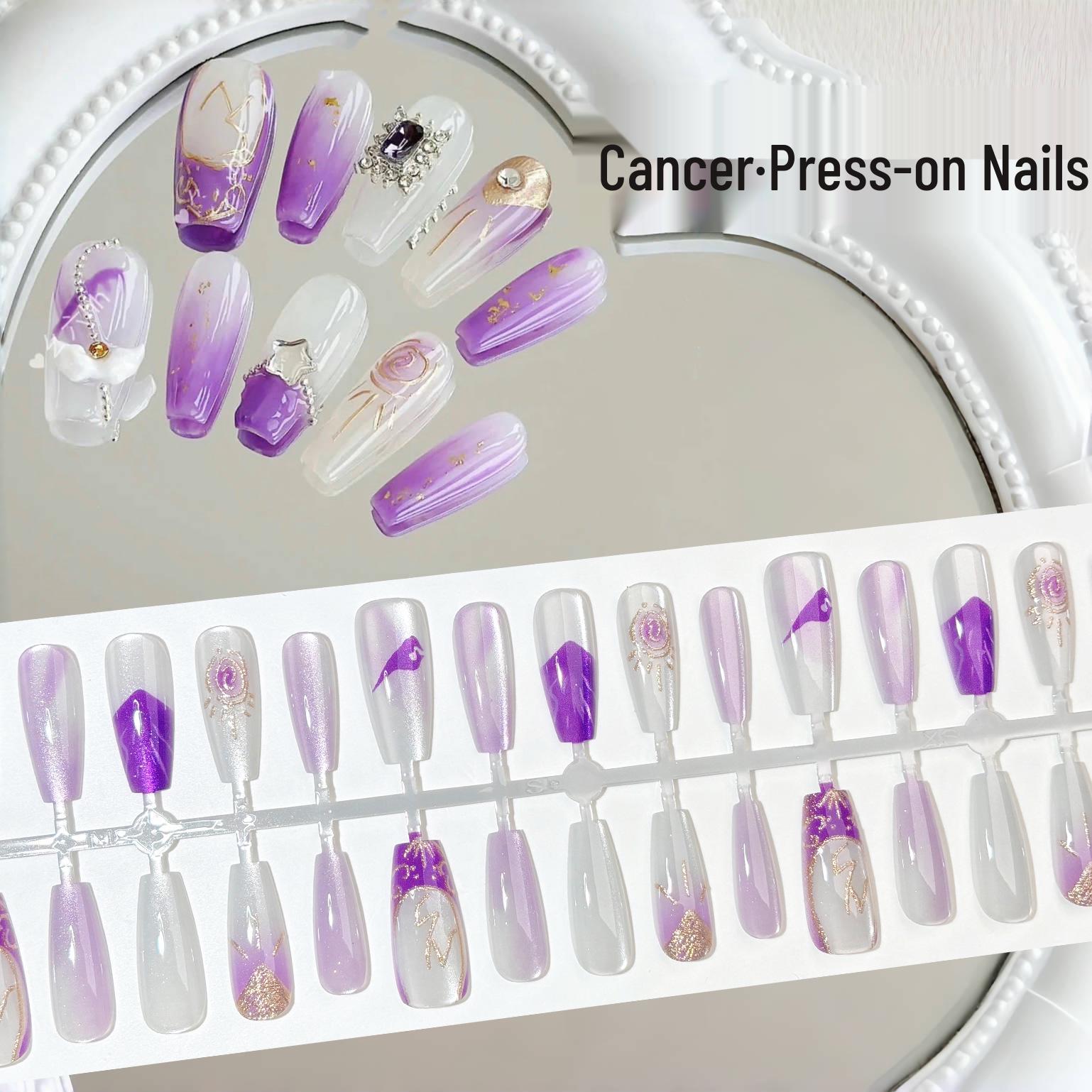 Twelve Constellations: Cancer Purple Cat Eye Press-On Nails - Transparent Gilded Design
Twelve Constellations: Cancer Purple Cat Eye Press-On Nails - Transparent Gilded Design