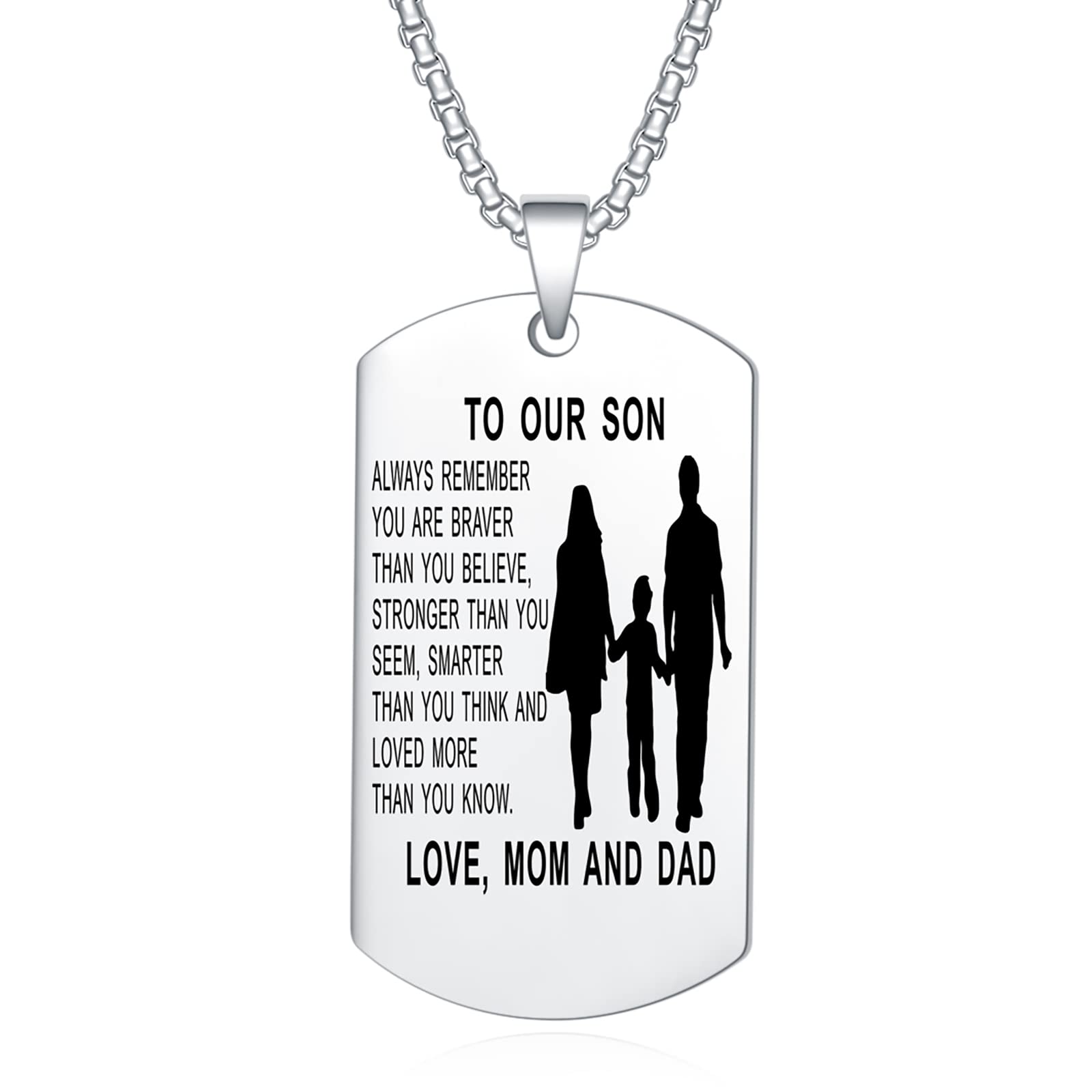 To My Son Dog Tag Pendant Necklace Inspirational Words Engraved Birthday Graduation Gift for Son from Mom Dad
To My Son Dog Tag Pendant Necklace Inspirational Words Engraved Birthday Graduation Gift for Son from Mom Dad