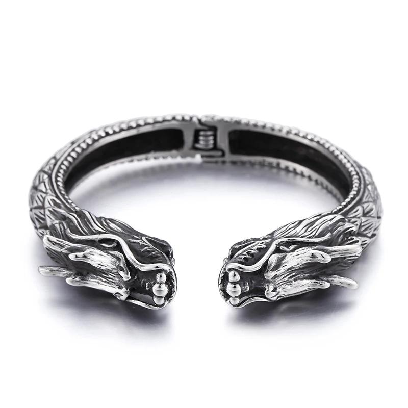 Kalen Stainless Steel Double-Headed Wolf Open Bangle for Men Domineering Vintage Dragon Charm Bracelet Fashion Jewelry Gift 58-61mm
Kalen Stainless Steel Double-Headed Wolf Open Bangle for Men Domineering Vintage Dragon Charm Bracelet Fashion Jewelry Gift 58-61mm