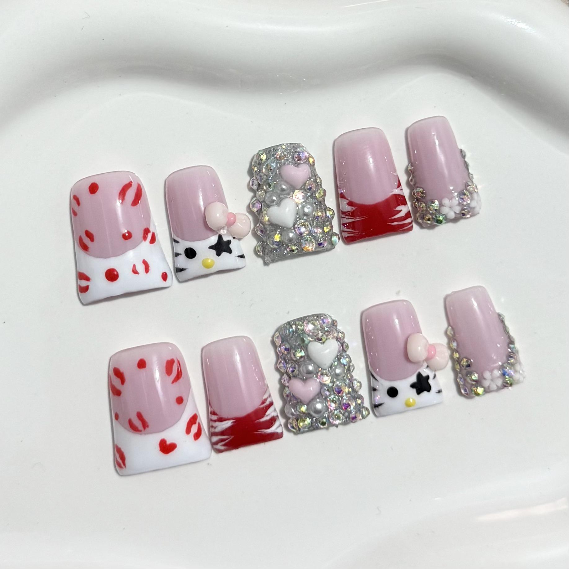 European & American Handmade Cat Head Lip Print Duckbill Nails M with tool kit
European & American Handmade Cat Head Lip Print Duckbill Nails M with tool kit