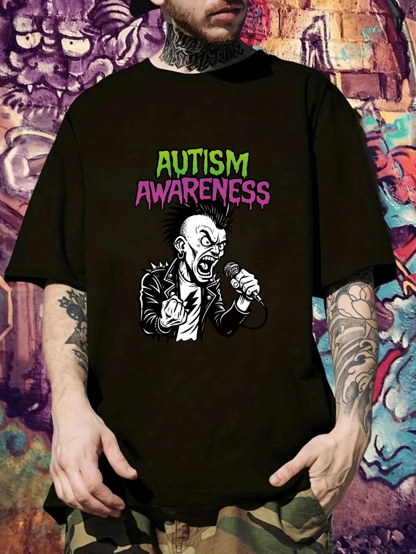 Autism Awareness T-shirt - Black Graphic Tee with Green & Pink Lettering S
Autism Awareness T-shirt - Black Graphic Tee with Green & Pink Lettering S