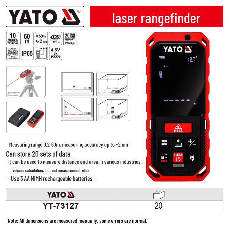 Высокоточный лазерный дальномер YATO 40/60 м, портативная электронная линейка
Высокоточный лазерный дальномер YATO 40/60 м, портативная электронная линейка