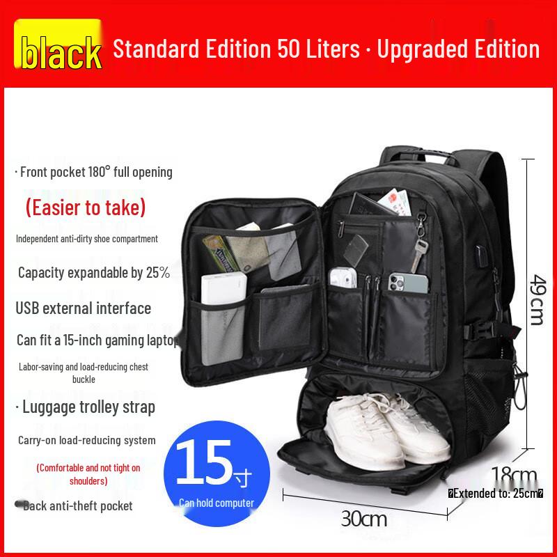 Vanaheimr Men s Expandable Oxford Travel Backpack 50L
Vanaheimr Men s Expandable Oxford Travel Backpack 50L