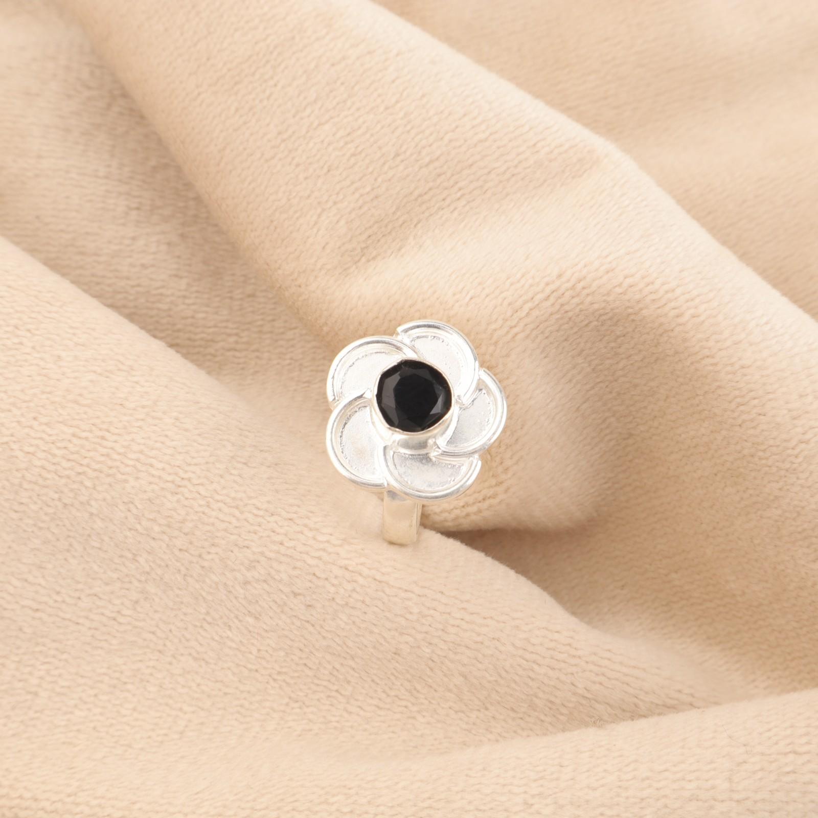 Драгоценный камень Черный Оникс 925 Стерлинговое Серебро Коктейльное Новое Заявление Бохо Кольцо Ювелирное изделие RR-51-17 15