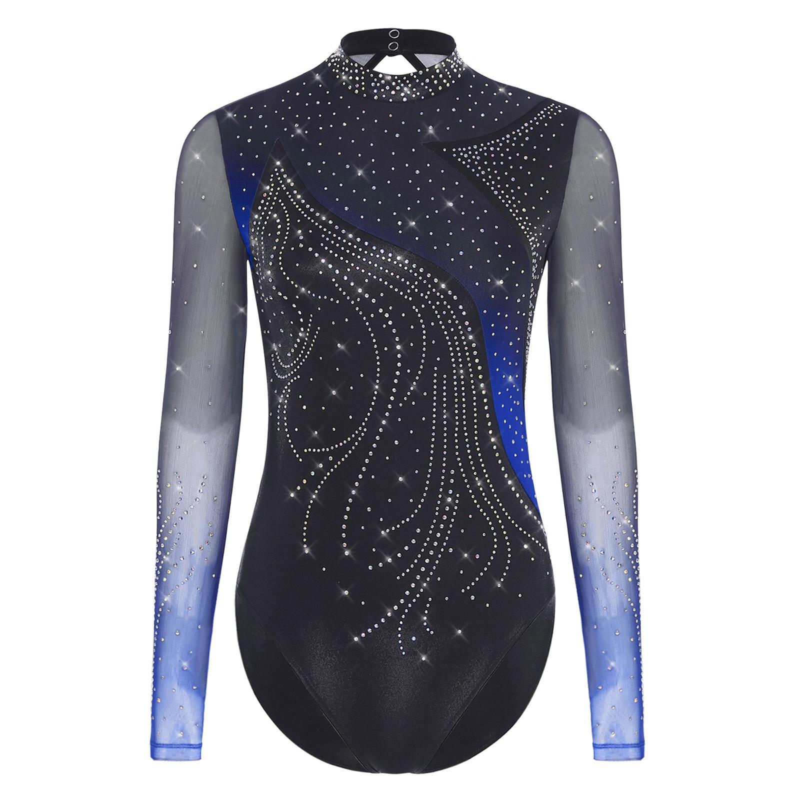 Жіночий купальник для фігурного катання зі стразами, з довгим рукавом, з вирізом, для балету, гімнастики, тренувань S синій
Жіночий купальник для фігурного катання зі стразами, з довгим рукавом, з вирізом, для балету, гімнастики, тренувань S синій