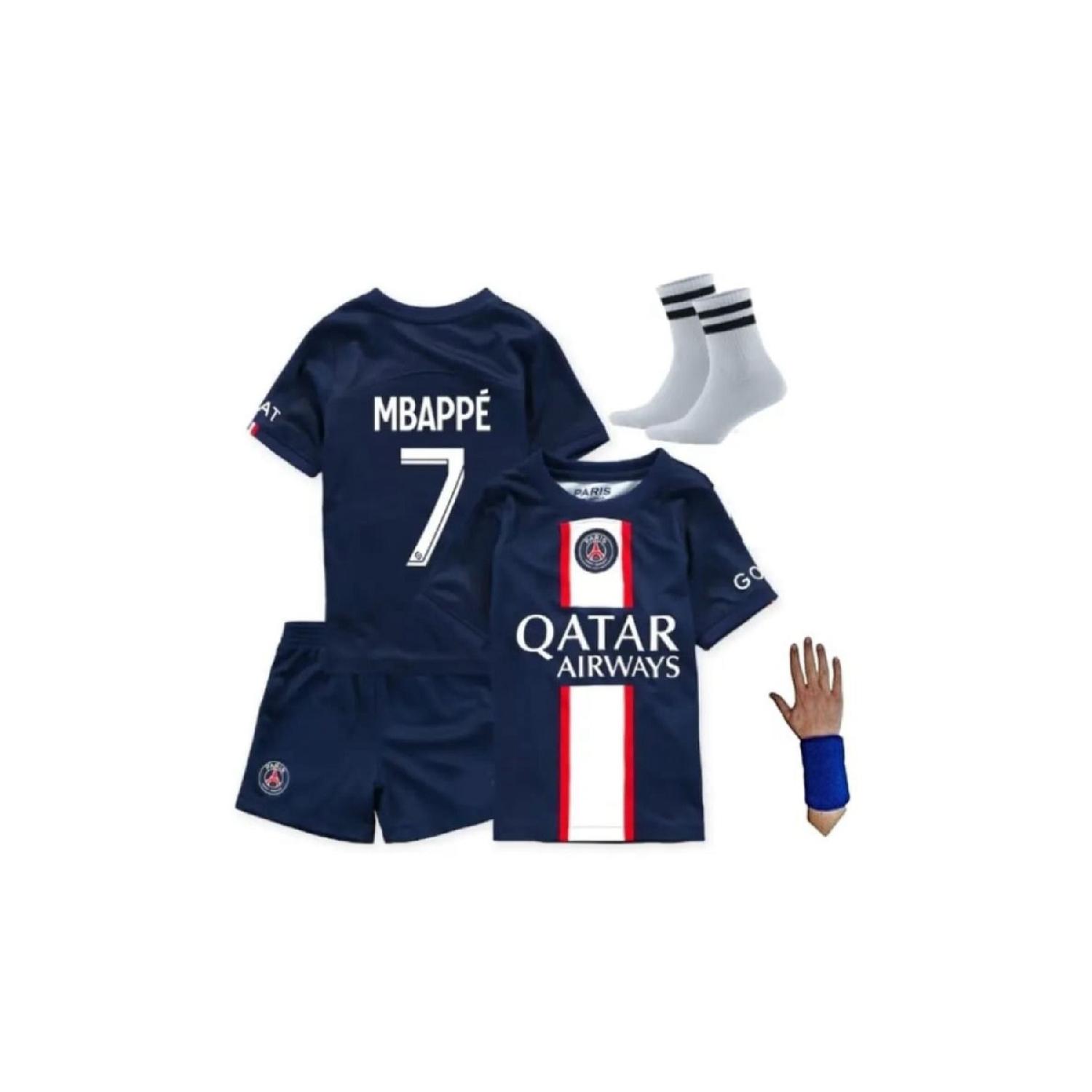 Детский комплект джерси Psg Mbappe, комплект из 4 предметов, сезон 22/23, темно-синий домашний трикотаж Mbappe
Детский комплект джерси Psg Mbappe, комплект из 4 предметов, сезон 22/23, темно-синий домашний трикотаж Mbappe