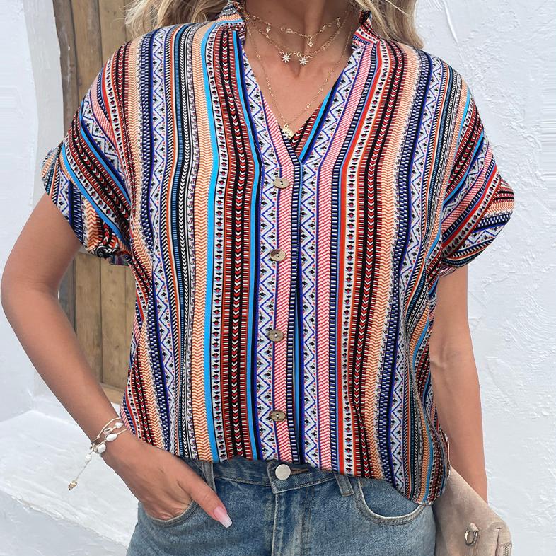 Повседневная блузка больших размеров, женская блузка в полоску с принтом и декором, с коротким рукавом и вырезом на шее L
Повседневная блузка больших размеров, женская блузка в полоску с принтом и декором, с коротким рукавом и вырезом на шее L