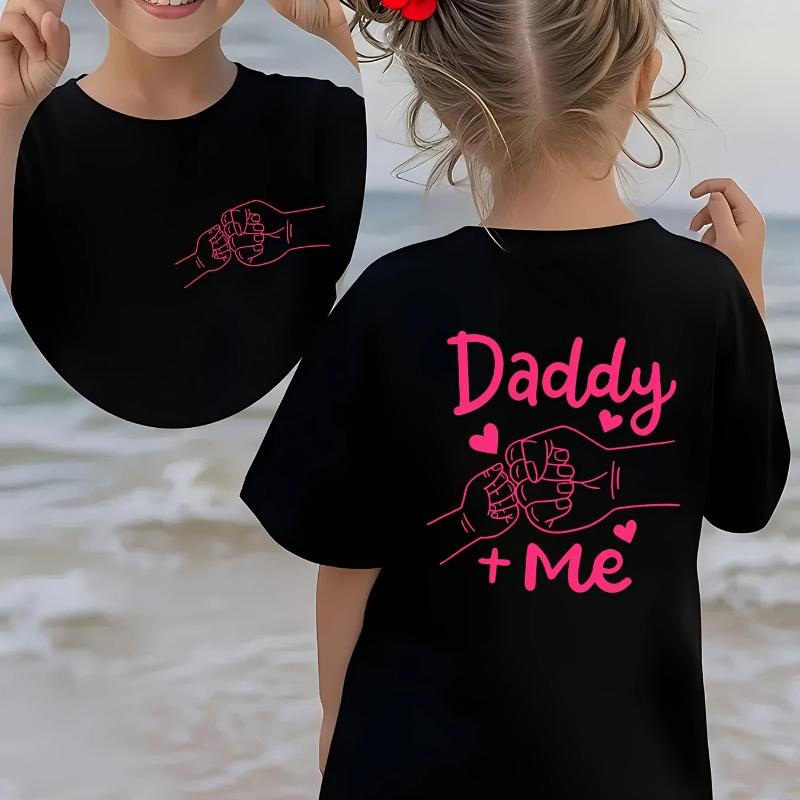 Summer Fashion Girls Short-Sleeve T-Shirt Daddy + Me Fist Bump and Heart Cartoon Double-Sided Print Casual Versatile Top 150 чорний
Summer Fashion Girls Short-Sleeve T-Shirt Daddy + Me Fist Bump and Heart Cartoon Double-Sided Print Casual Versatile Top 150 чорний
