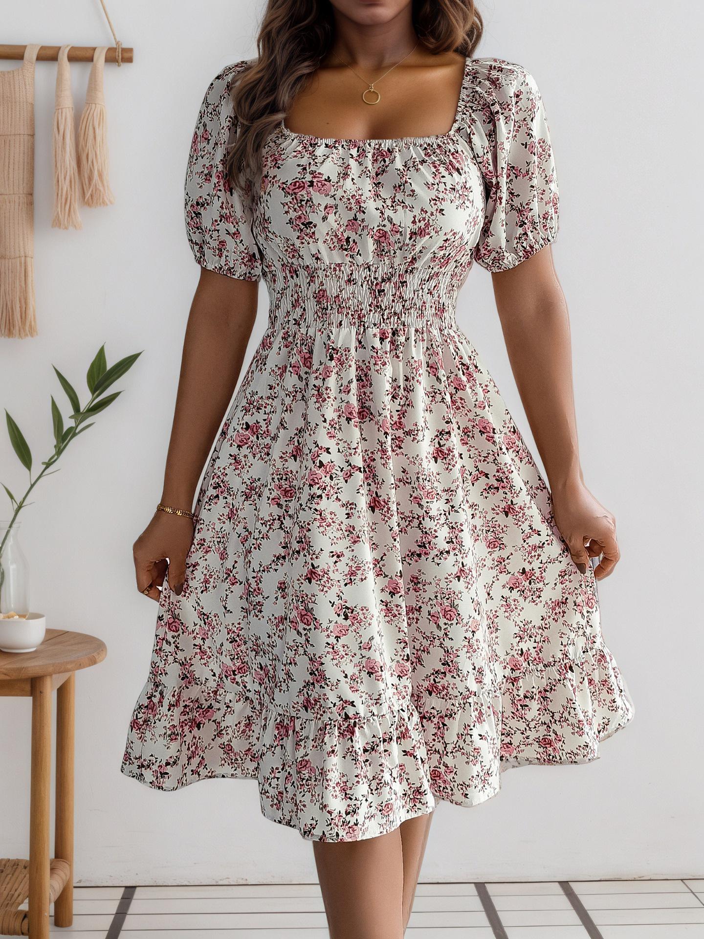 Spring/Summer 2026 Floral Square Neck Ruffle Dress with Cinched Waist S слонова кістка/білий
Spring/Summer 2026 Floral Square Neck Ruffle Dress with Cinched Waist S слонова кістка/білий