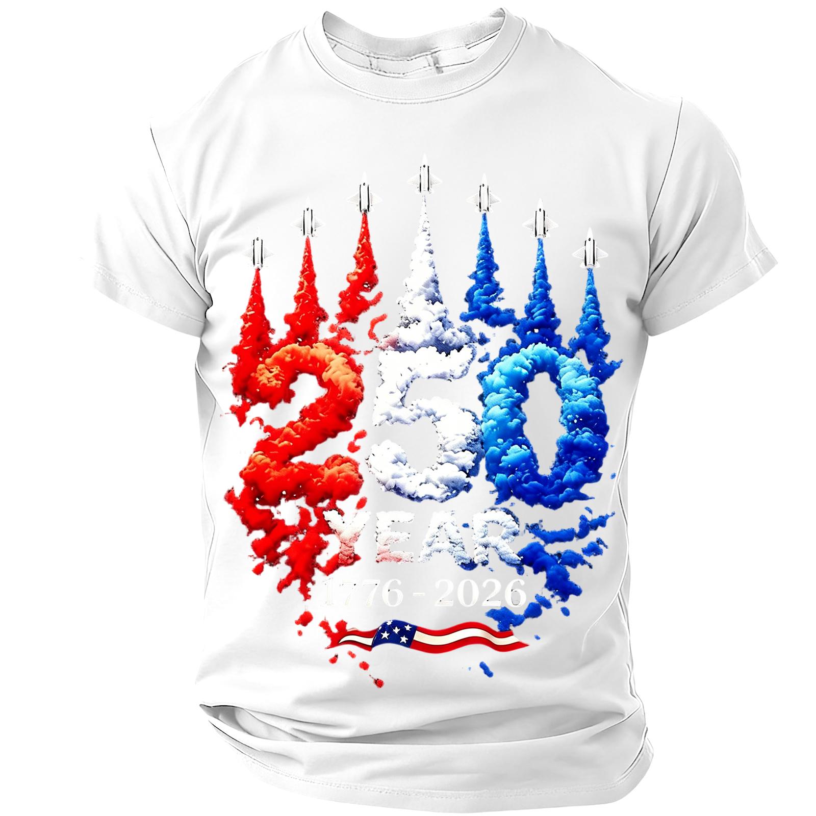 Short Sleeve Crew Neck T Shirt with 250 Year 1776 2026 Graphic Print and Jet Pattern for Daily Wear Unisex Fit XL
Short Sleeve Crew Neck T Shirt with 250 Year 1776 2026 Graphic Print and Jet Pattern for Daily Wear Unisex Fit XL