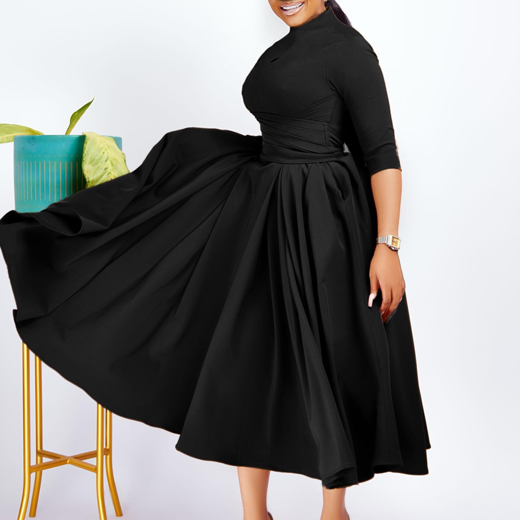 Elegant Dresses O Neck Long Sleeve Autumn Winter Belt Waisted Pleated High Quality Party Dress S чёрный
Elegant Dresses O Neck Long Sleeve Autumn Winter Belt Waisted Pleated High Quality Party Dress S чёрный