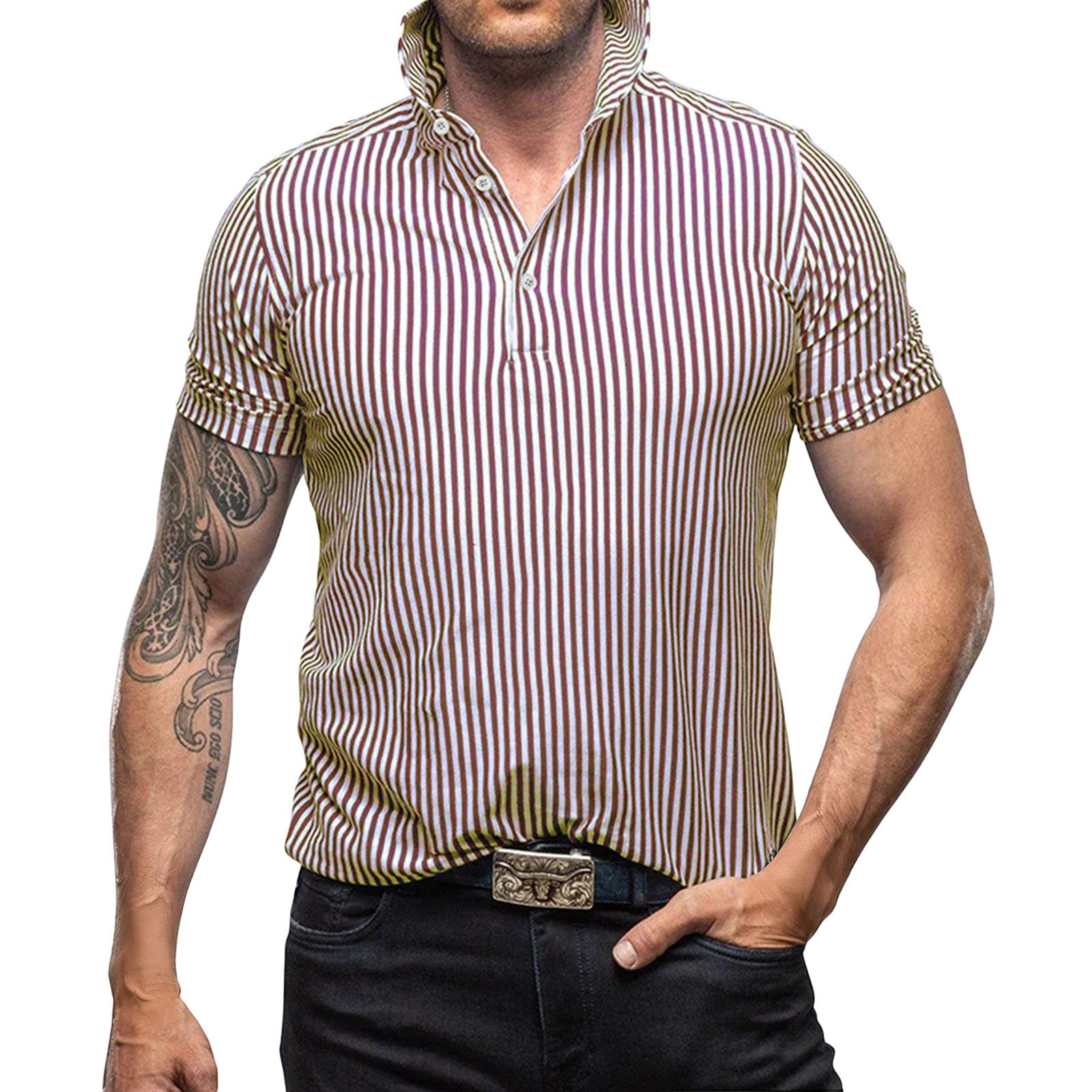 Men s Color Stripe Short Sleeve Tops Men s Casual Fashion Short Sleeve Tops XL кавовий
Men s Color Stripe Short Sleeve Tops Men s Casual Fashion Short Sleeve Tops XL кавовий