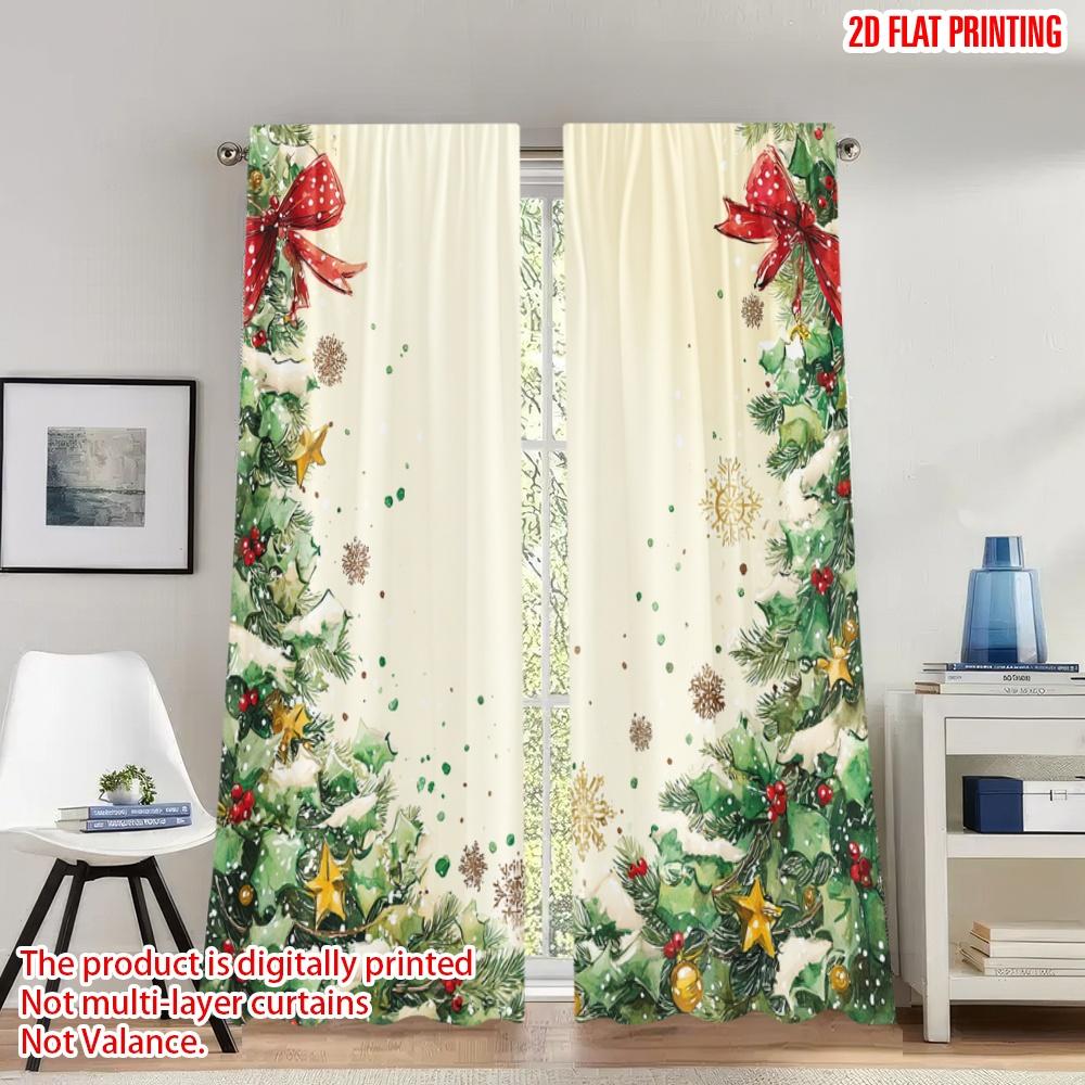 Set Of 2 Flat Printing Merry Christmas Trendy Curtains Holly Garland Bows Digital Printed Polyester Drapes Family Curtain Made W100*H70(CM)-Hooks&1PCS
Set Of 2 Flat Printing Merry Christmas Trendy Curtains Holly Garland Bows Digital Printed Polyester Drapes Family Curtain Made W100*H70(CM)-Hooks&1PCS