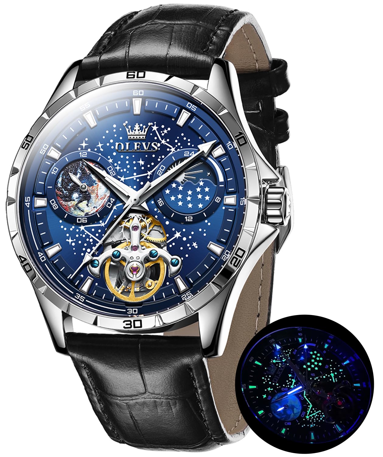 Часы OLEVS Cool Starry Sky Automatic Watch Mechanical Luxury Leather Remesh Skin Remesh Водонепроницаемые часы для мужчин Мужские синие...
Часы OLEVS Cool Starry Sky Automatic Watch Mechanical Luxury Leather Remesh Skin Remesh Водонепроницаемые часы для мужчин Мужские синие...
