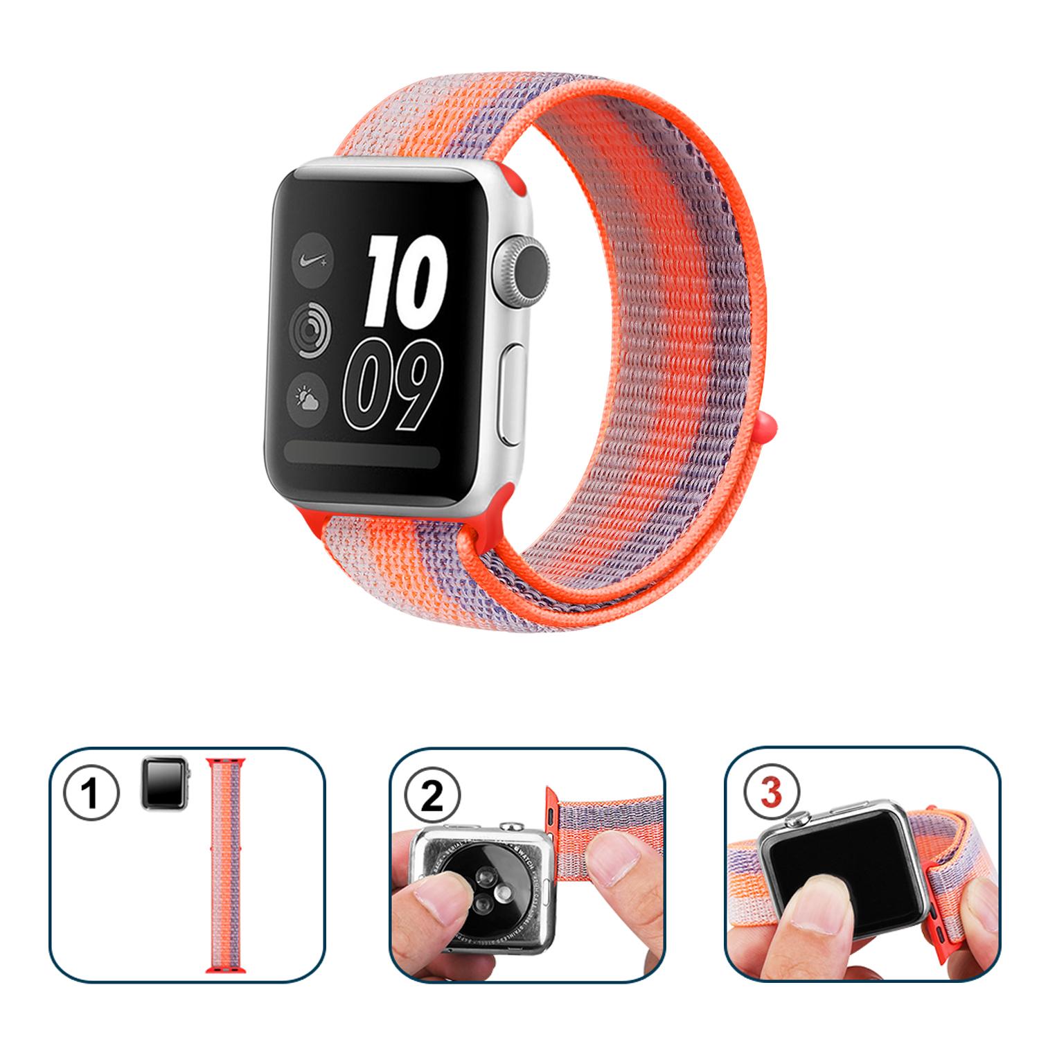 Nylon Weaven Loop Fastener Smart Bracelet Band for Apple Watch Series 10 42mm/9 8 7 41mm/SE (2023) SE (2022) SE 6 5 4 40mm/3 2 1 38mm Stripe Orange
Nylon Weaven Loop Fastener Smart Bracelet Band for Apple Watch Series 10 42mm/9 8 7 41mm/SE (2023) SE (2022) SE 6 5 4 40mm/3 2 1 38mm Stripe Orange