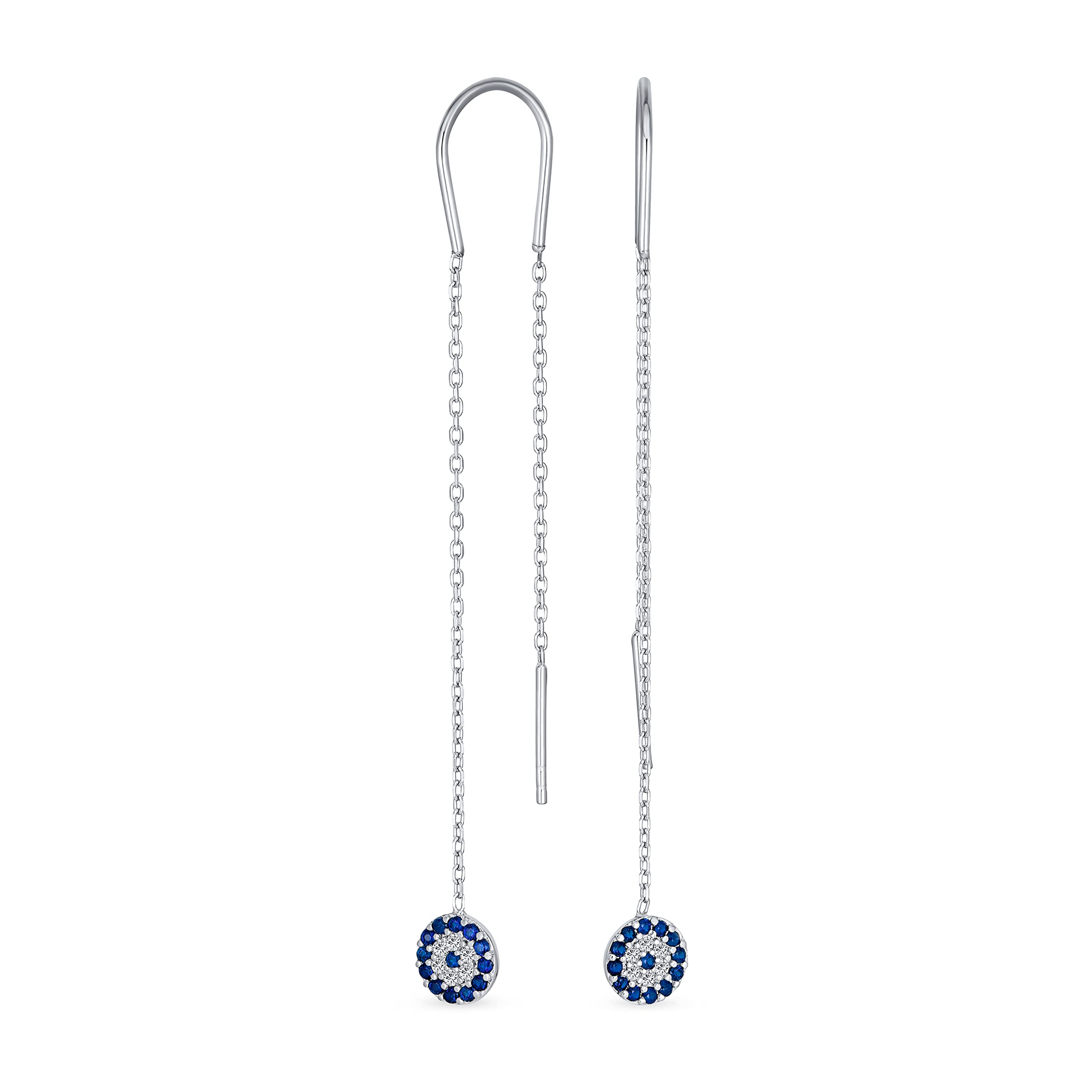 Жіночі сережки з тонким ланцюжком Blue Nazar Evil Eye з кубічним цирконієм Pave CZ Spiritual для підлітків зі срібла 925 проби.
Жіночі сережки з тонким ланцюжком Blue Nazar Evil Eye з кубічним цирконієм Pave CZ Spiritual для підлітків зі срібла 925 проби.