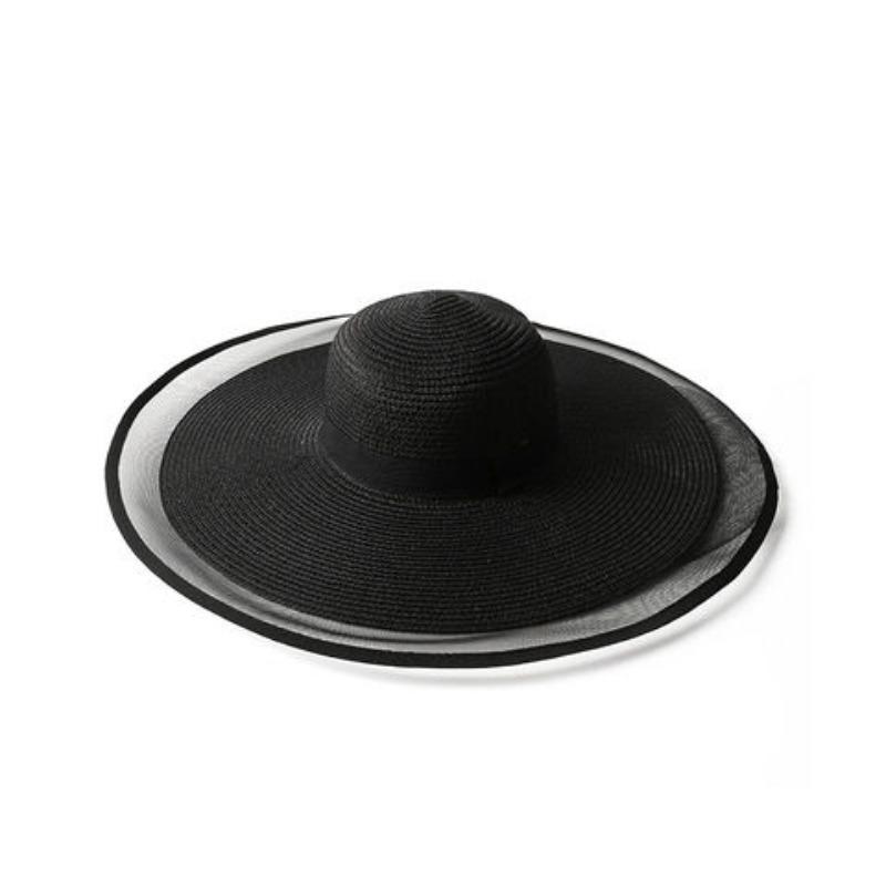 Шляпа с большими полями, закрывающая лицо, шляпа-панама из органзы, женская летняя тонкая соломенная шляпа с солнцезащитным козырьком one size