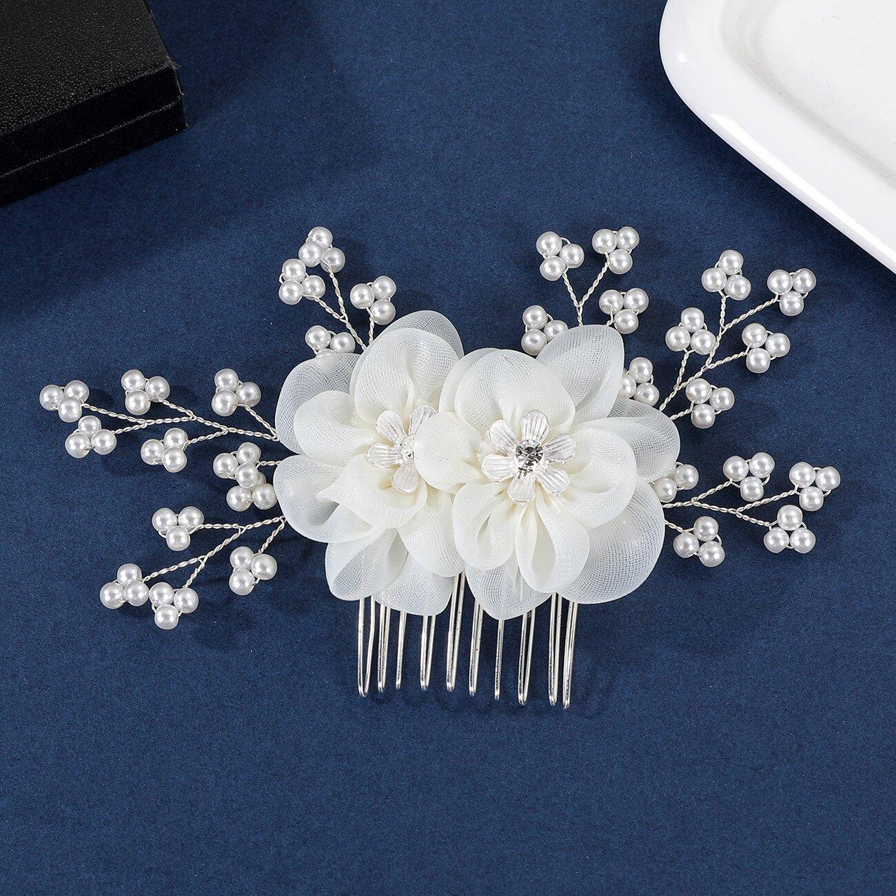 White Silk Flower Hair Clips Elegant Pearls Headpieces Rhinestone Leaf Hairpins Bride Wedding Hair Jewelry Bridal Headdress
White Silk Flower Hair Clips Elegant Pearls Headpieces Rhinestone Leaf Hairpins Bride Wedding Hair Jewelry Bridal Headdress