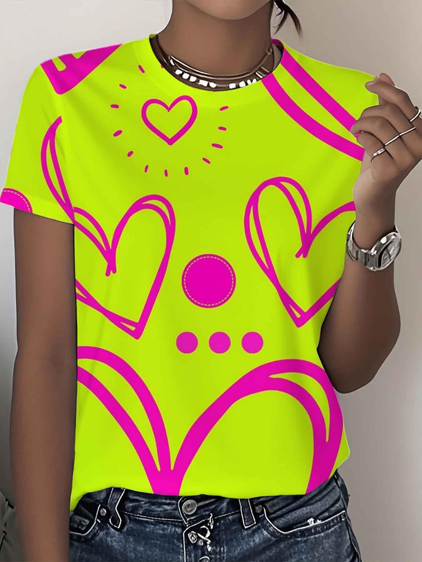 Women s Neon Green ; Pink Heart Short-Sleeve T-Shirt - Casual Summer Blouse Top with Heart Print. Machine Washable Suitable for Parties. Casual Attire S дубильная кора
Women s Neon Green ; Pink Heart Short-Sleeve T-Shirt - Casual Summer Blouse Top with Heart Print. Machine Washable Suitable for Parties. Casual Attire S дубильная кора