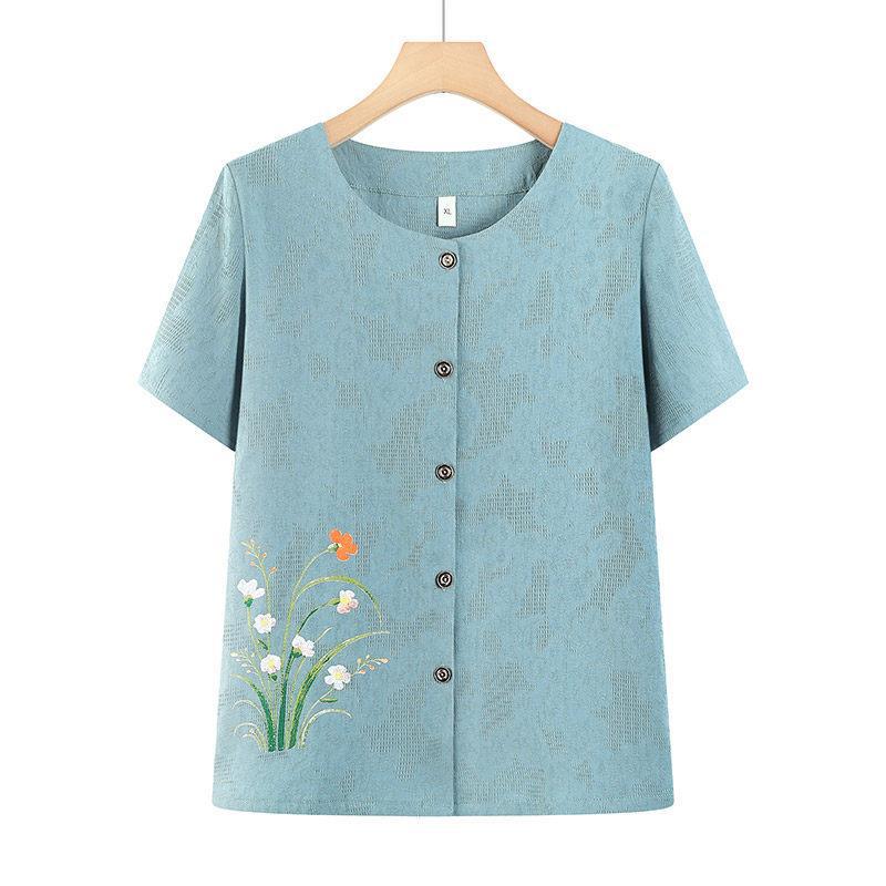 Grandma s Summer Round Neck Short-Sleeve Top for Middle-Aged and Seniors 2XL (110-125 jin)
Grandma s Summer Round Neck Short-Sleeve Top for Middle-Aged and Seniors 2XL (110-125 jin)