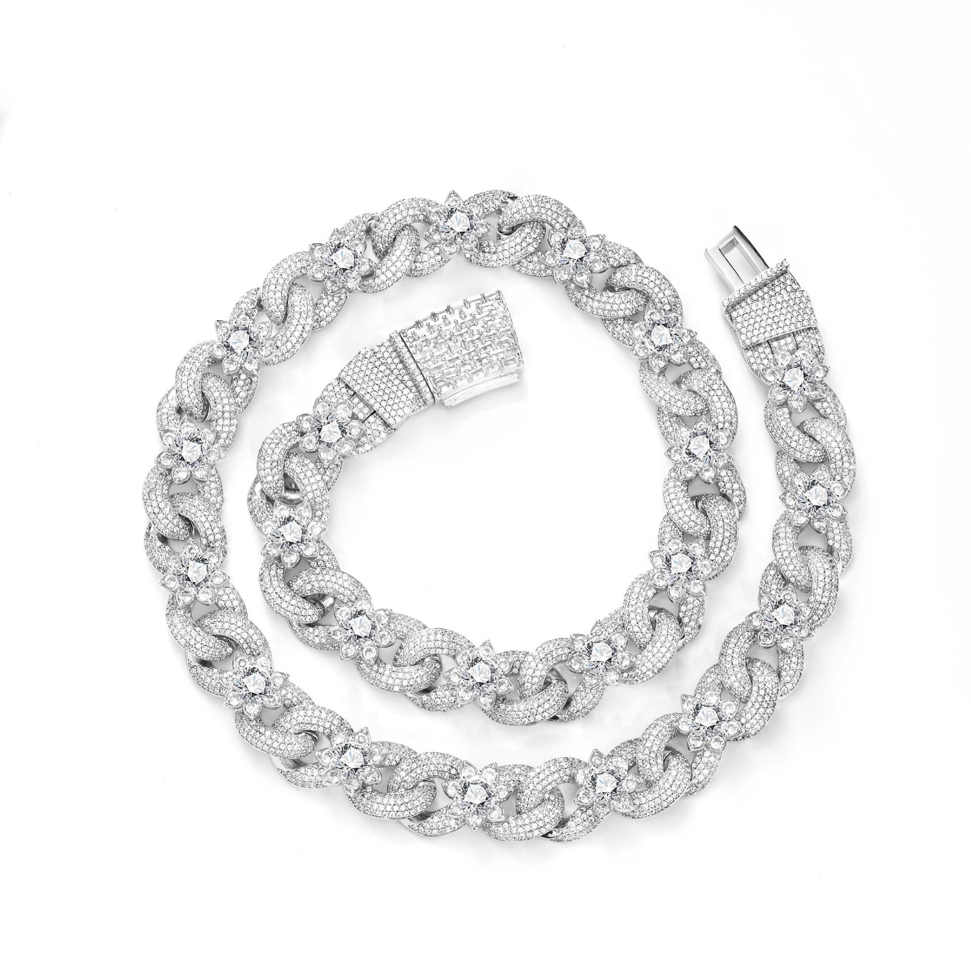 European and American hip hop two-color full of zircon unlimited flowers Cuban chain rap trend necklace accessories necklace 16inch (length 41cm)
European and American hip hop two-color full of zircon unlimited flowers Cuban chain rap trend necklace accessories necklace 16inch (length 41cm)