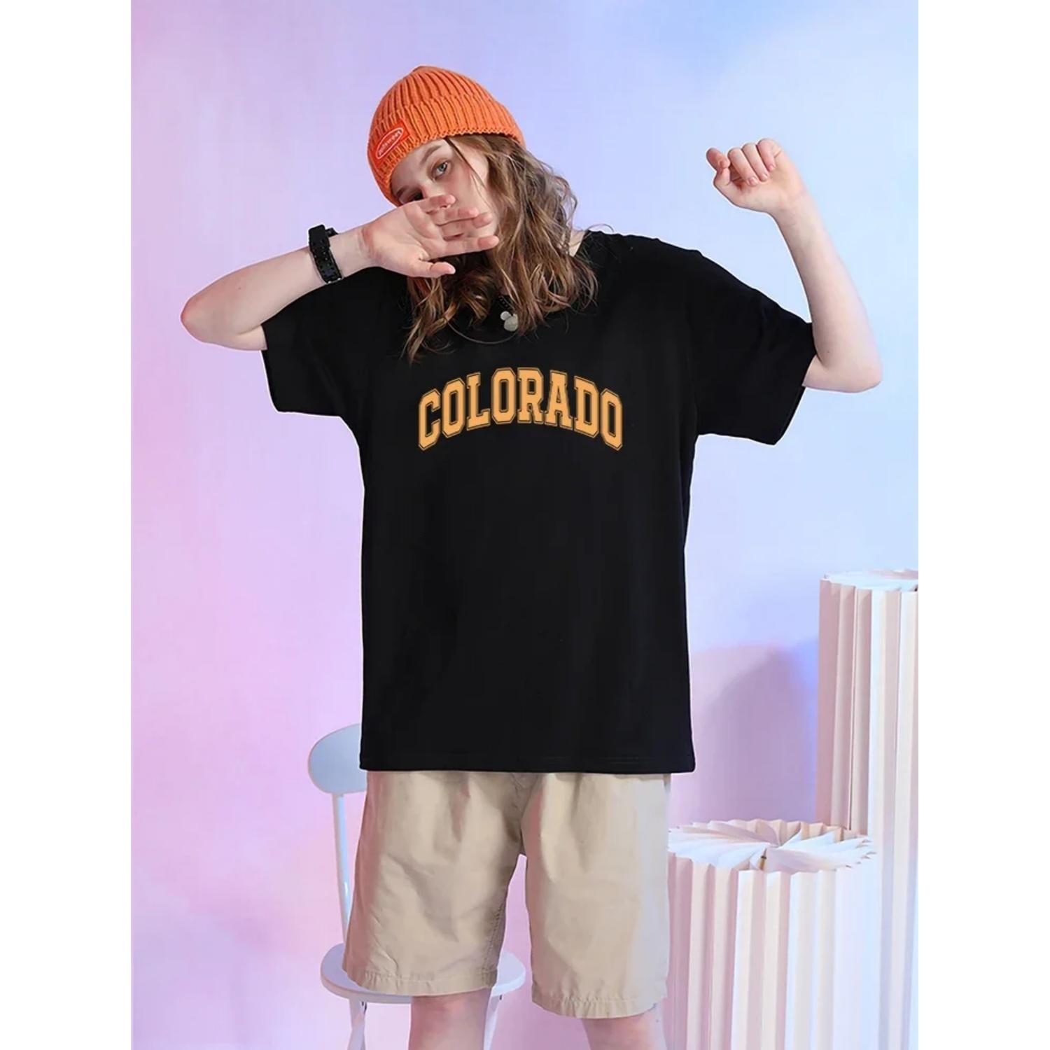 Colorado Yellow Letter Print Cute Printing T-Shirt Women Street Cotton Tee Clothes Fashion Loose Short Sleeve Summertops Female S чёрный
Colorado Yellow Letter Print Cute Printing T-Shirt Women Street Cotton Tee Clothes Fashion Loose Short Sleeve Summertops Female S чёрный