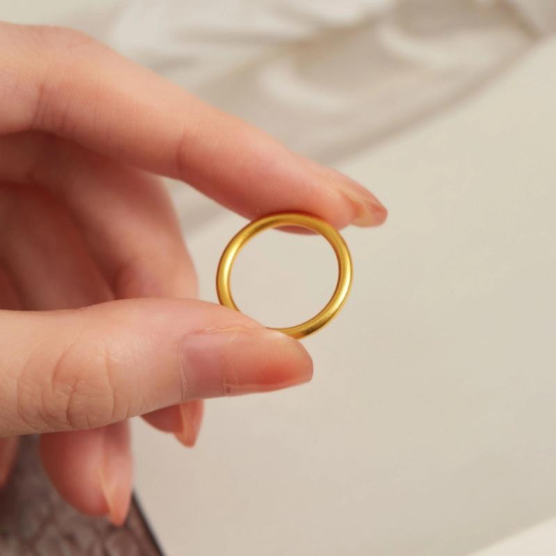 Золотое Простое Кольцо Кольцо, Парное Кольцо для Пары Украшение для Рук Кольцо Женское Нишевый Дизайн Песочное Золото Простое Кольцо Античная Легкая Роскошь 10