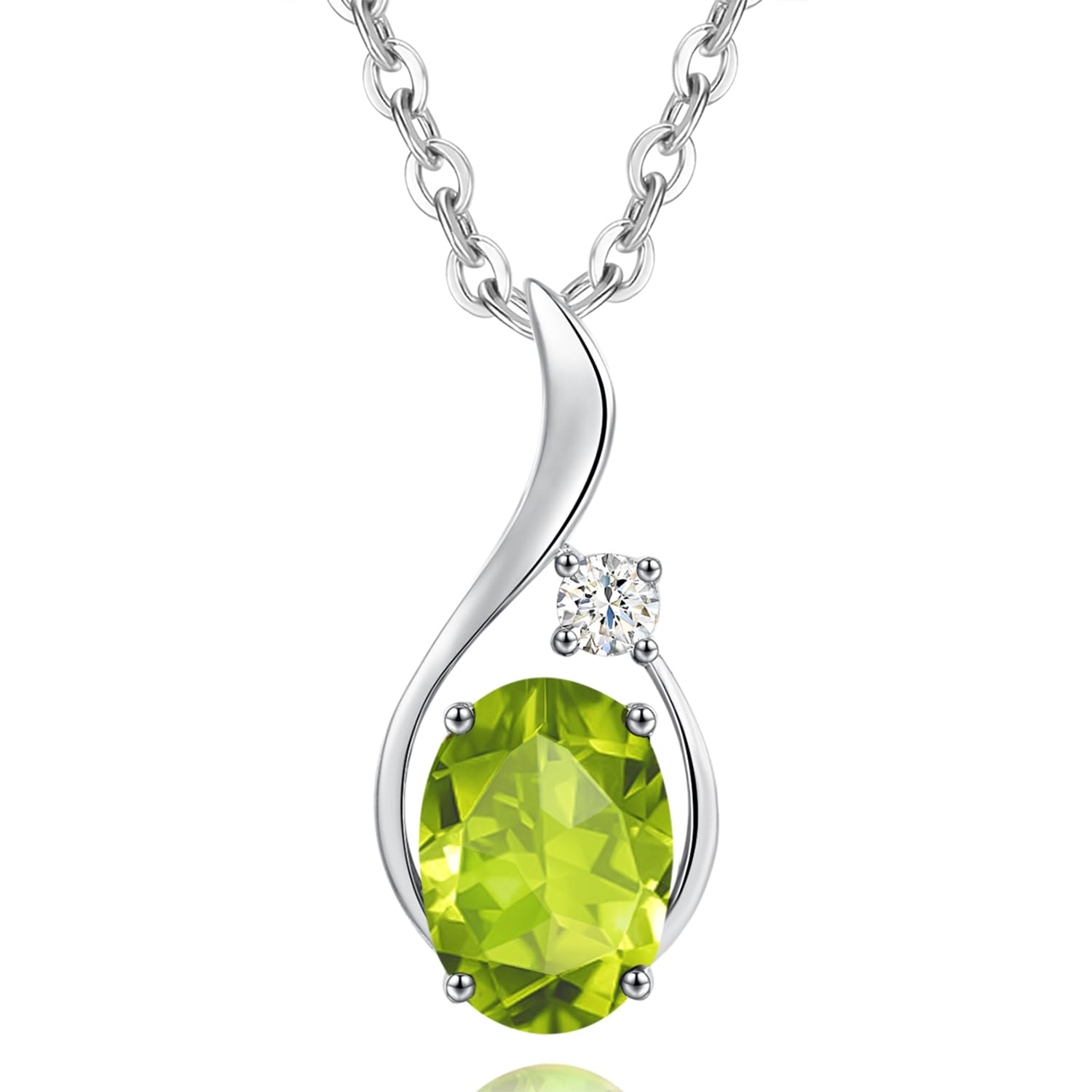 Necklace Peridot August Birthstone Diamond Lab Grown K14 White Gold Pendant with Silver Chain White Dee Birthday Anniversary Present Gift Wrapping
Necklace Peridot August Birthstone Diamond Lab Grown K14 White Gold Pendant with Silver Chain White Dee Birthday Anniversary Present Gift Wrapping