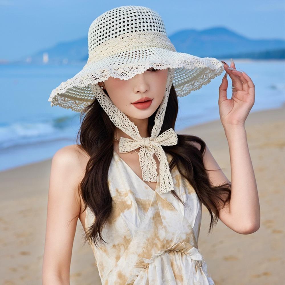 Sunshade Women Straw Hat Large Brim UV Protection Cap Elegant Lace Tied Sun Hat Female рожевий
Sunshade Women Straw Hat Large Brim UV Protection Cap Elegant Lace Tied Sun Hat Female рожевий